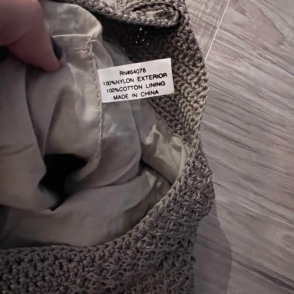 Boho Crochet Knit Hobo Bag – Neutral Taupe Shoulder Purse Minimalist Slouch Tote Tan - Image 3