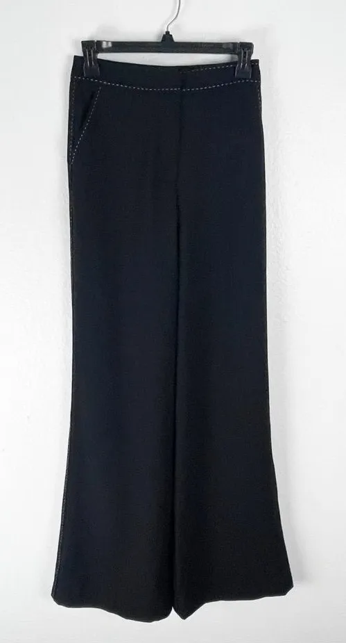 KARINA GRIMALDI Classic Black White Contrast Stitching High Rise Trousers XS - Image 1