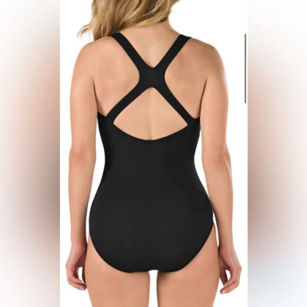 Speedo Black 1 Piece Sport Swim Bathing Suit M - Image 3