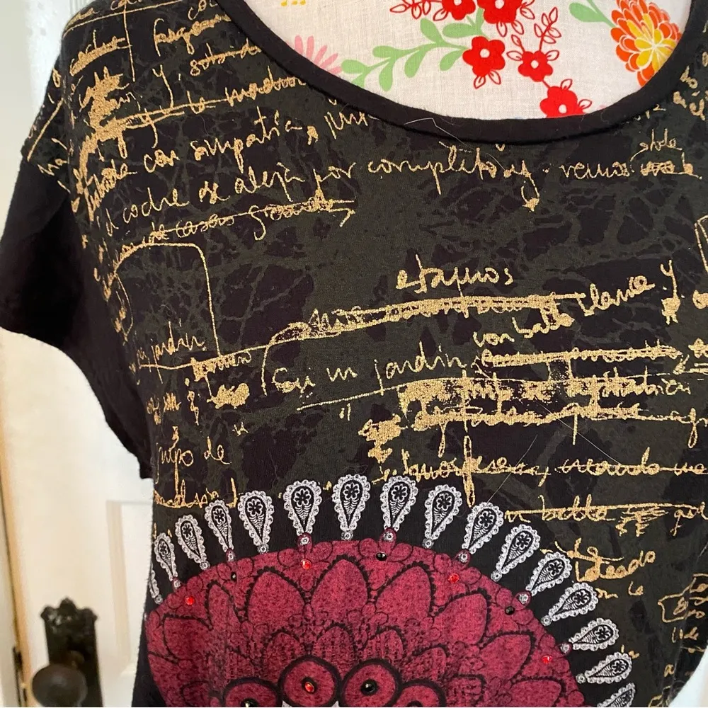 Unequal Blouse Written Black Desigual Tee - Image 4