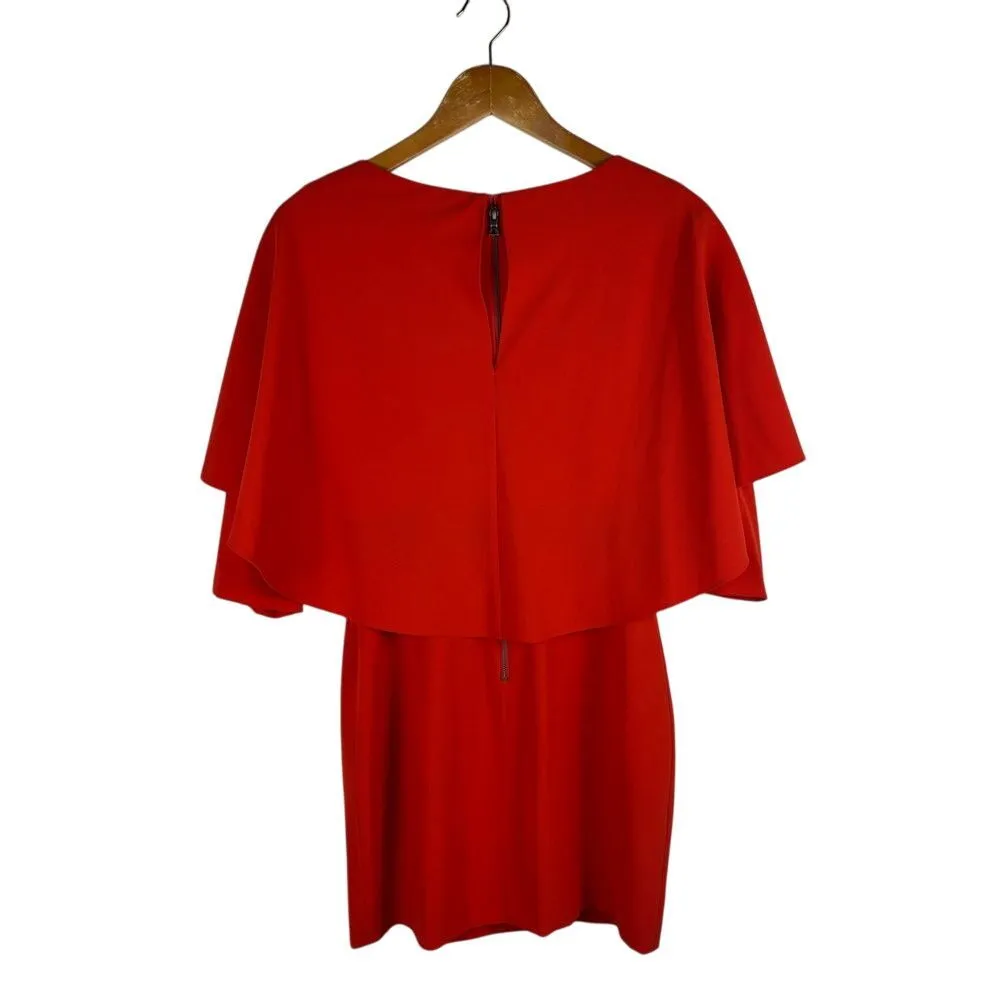 Alice + Olivia 2 Cairo Cape Sheath Crepe Dress Poppy Red‎ and Black Mini Dress - Image 5