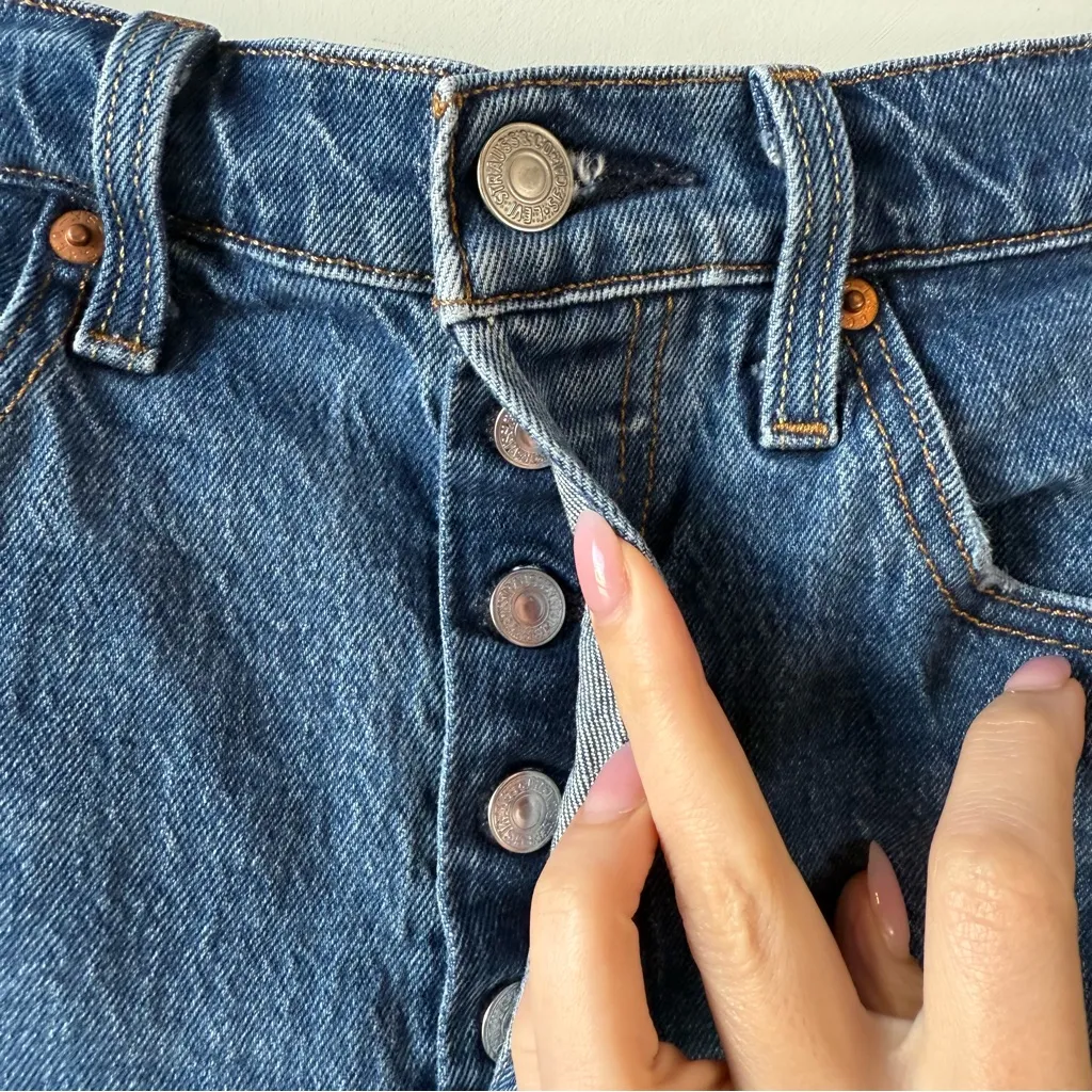 Levi’s 501 Button Fly Cutoff Denim Shorts 28 - Image 2