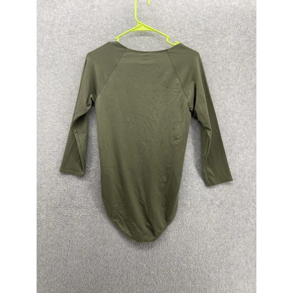BAR III Women's Bodysuit Size Large Solid Olive Green Scoop Neck - Image 2