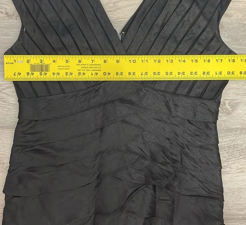 Niteline Black Shimmer Sleeveless Shutter Tiered Dress Size 12 - Image 12