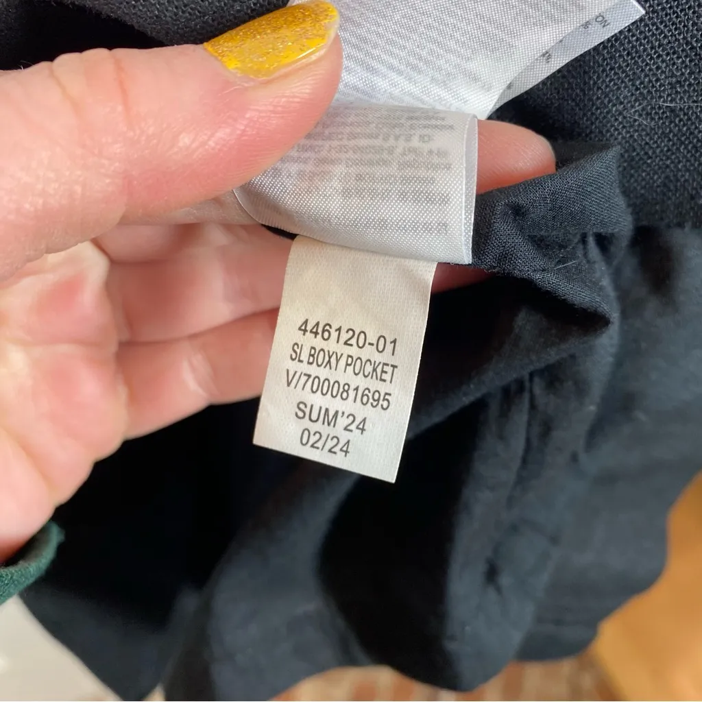 Banana Republic Black Hemp Cotton Shift Tank Boxy Pocket Dress Size XS petite - Image 5