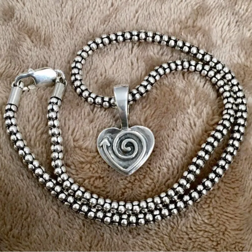 SILPADA Sterling Silver Spiral Heart Arrow Pendant, Earrings, Popcorn Chain NWOT - Image 4