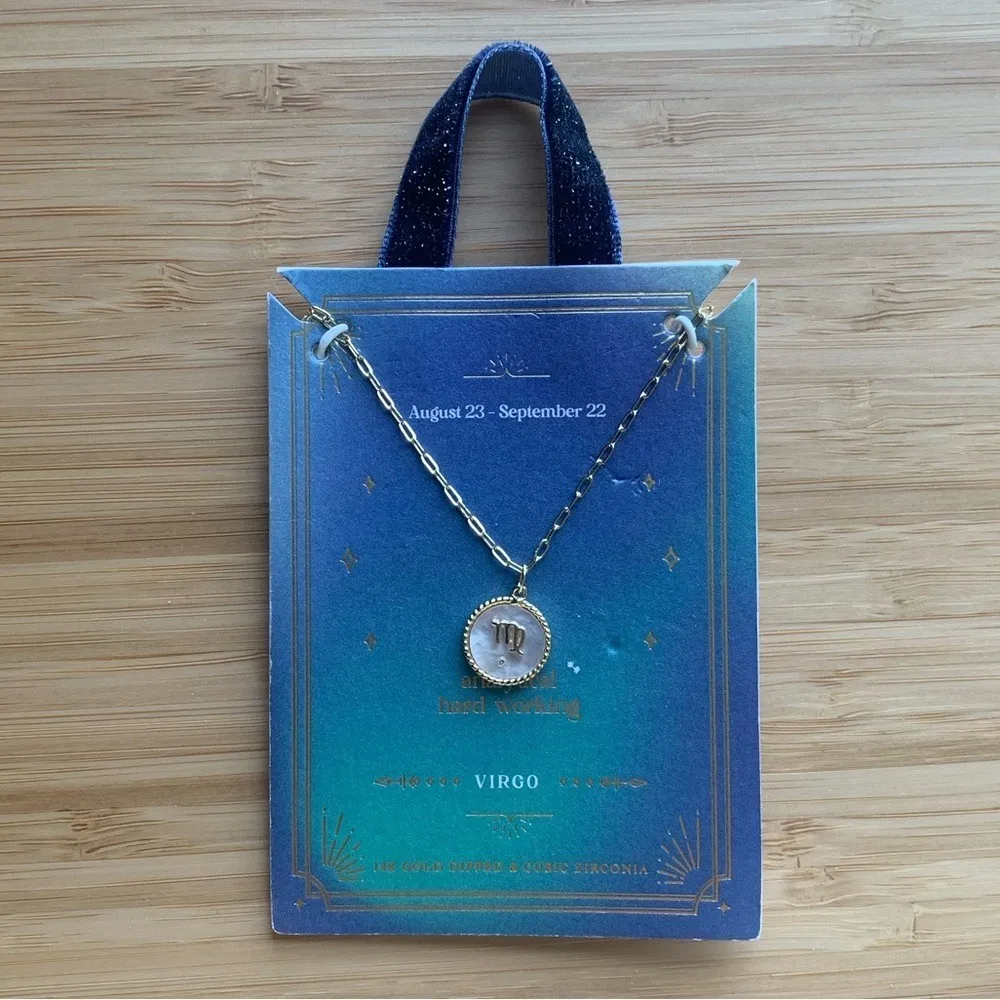 Beloved + Inspired 14K Gold Dipped Mother of Pearl Zodiac Pendant Necklace - Image 4