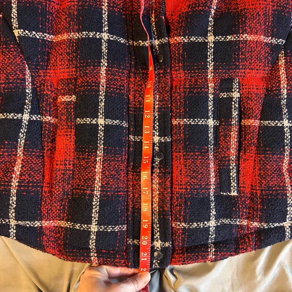 Levi's Red Plaid Jacket Women's XS Puffer Coat Blue Cinch Waist LW2RP412 NWT - Image 6