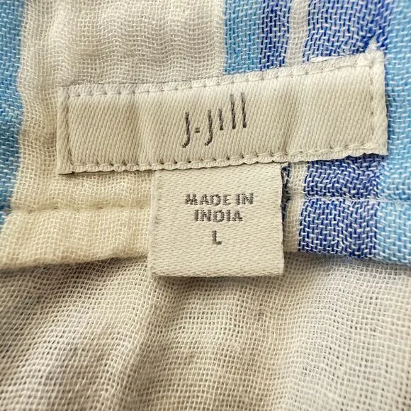 J.jill Cabana Striped Midi‎ Woven Cotton Dress Size L Blue Size L - Image 9