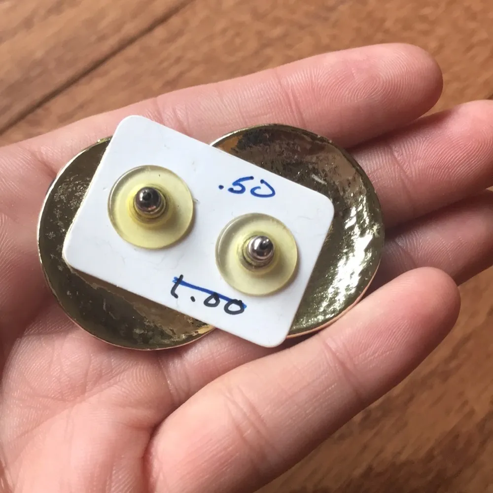 Vintage large metal statement checkered earrings Black - Image 2