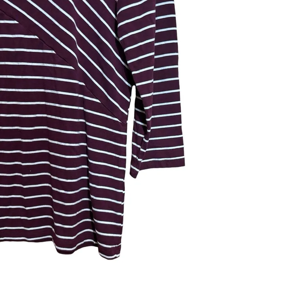 Talbots Top Womens Large Multicolor Stripe Stretch Boat Neck Blouse - Image 5