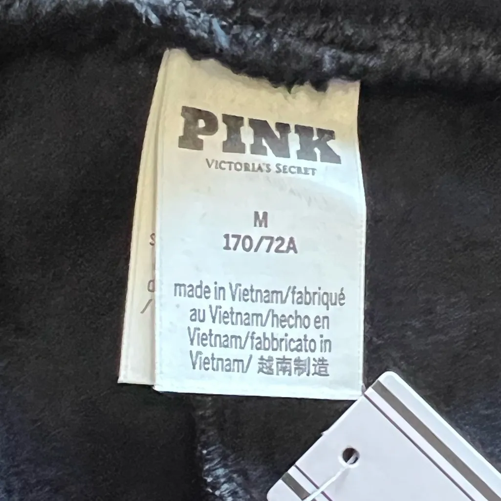 PINK VICTORIA’S SECRET Ivy Fleece Sweat Shorts High Rise Black White Logo M - Image 8