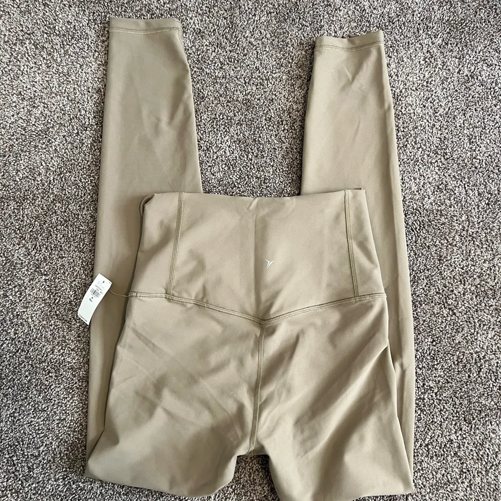 Tan Leggings with Wide Waistband and Soft Stretchy Fabric - Image 5