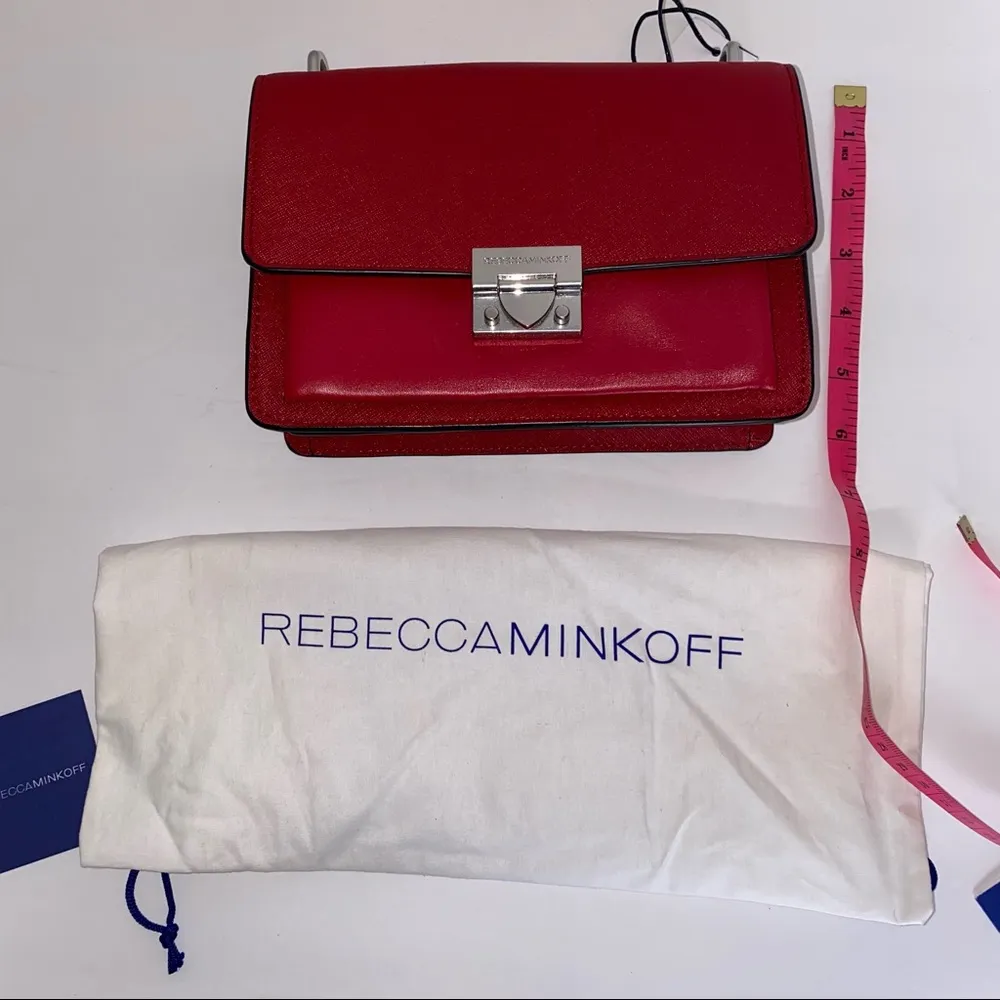 Rebecca Minkoff SM CHRISTY LEATHER SHOULDER BAG - RED IN SCARLET new w/ tag - Image 16