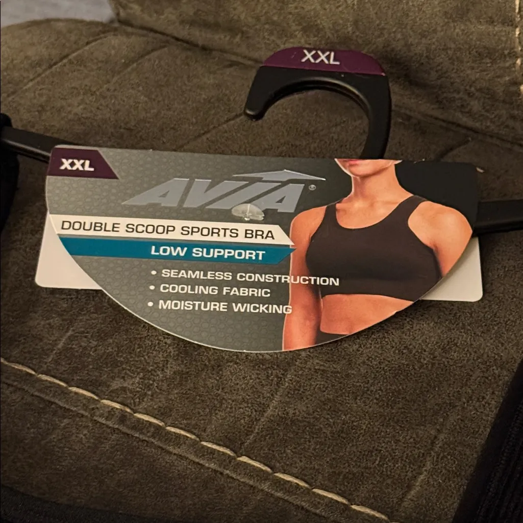 Avia Women's Black Double Scoop with Low Support Sports Bra XXL - Image 5