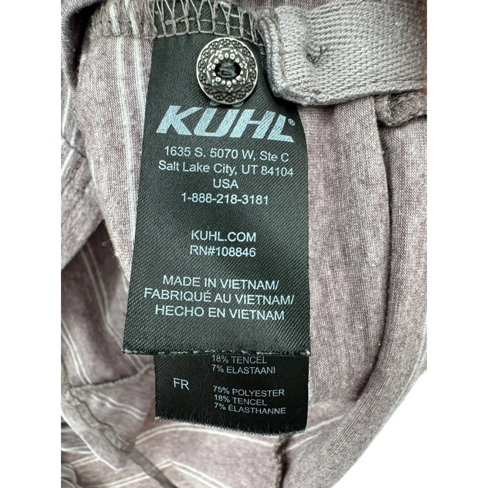 Kuhl Laurel‎ Womens S Mauve Striped Button Tab Sleeve Short Sleeve T Shirt Top - Image 6