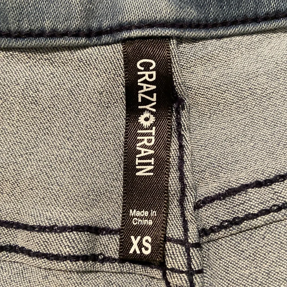 Crazy Train Wild N Blue Patterned Jean Shorts - Image 4