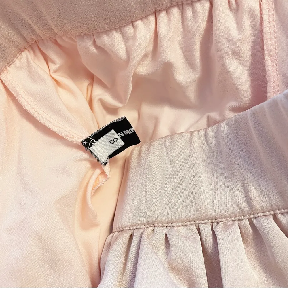 Pastel Pink Silky Layered Tiered Kawaii Ballet Cottage Mini Skirt Skort - Image 8