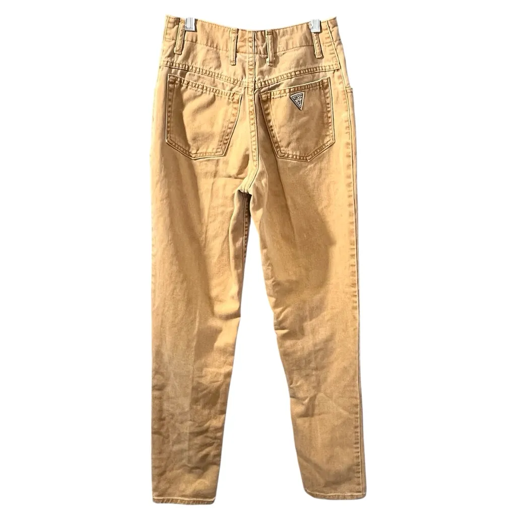 Guess  Vintage High-Waisted Mustard Button Fly Jeans Size 26 - Image 3