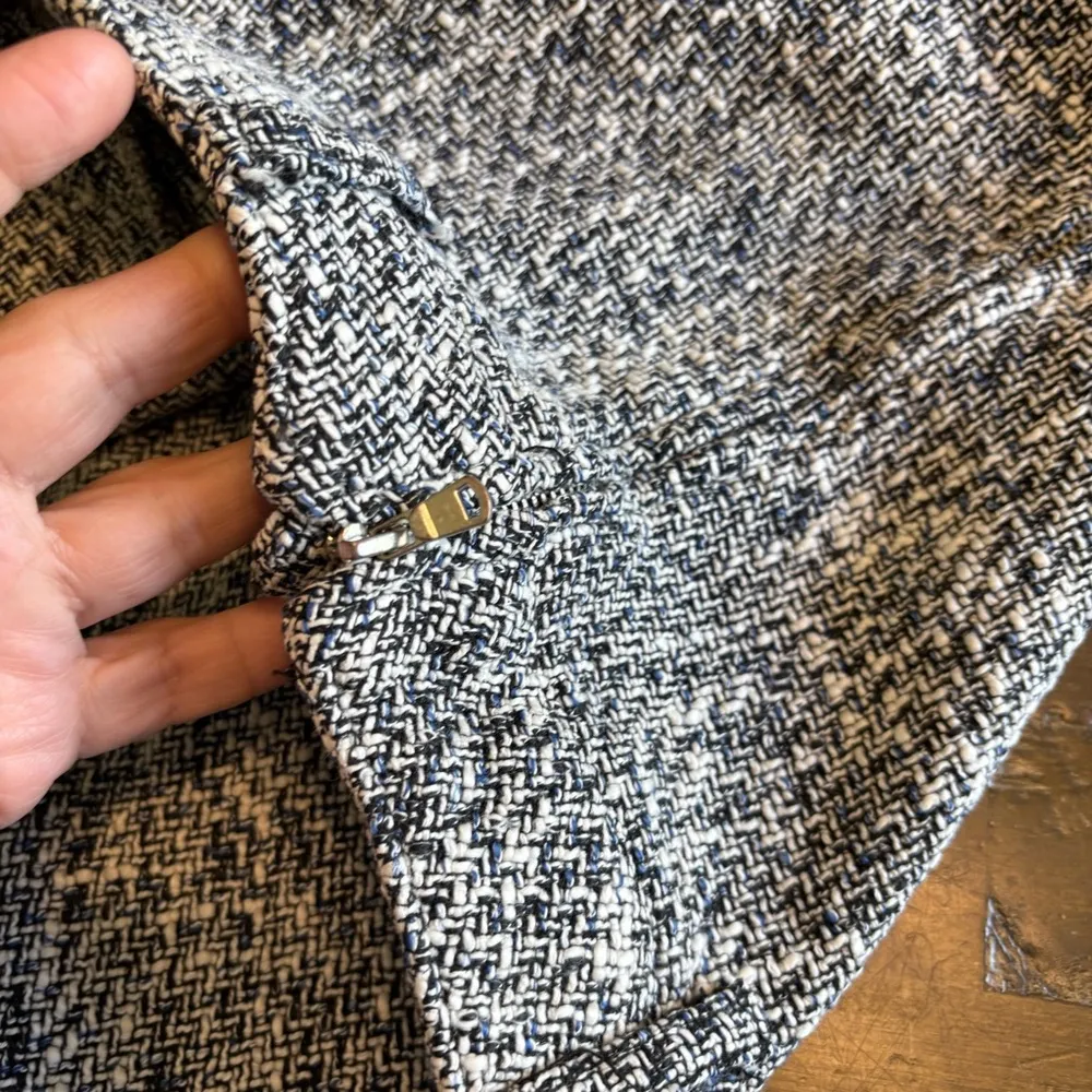 Zara Mixed Media Skirt Tweed Denim Ruffle Mini Large Girly Preppy Academia L - Image 8