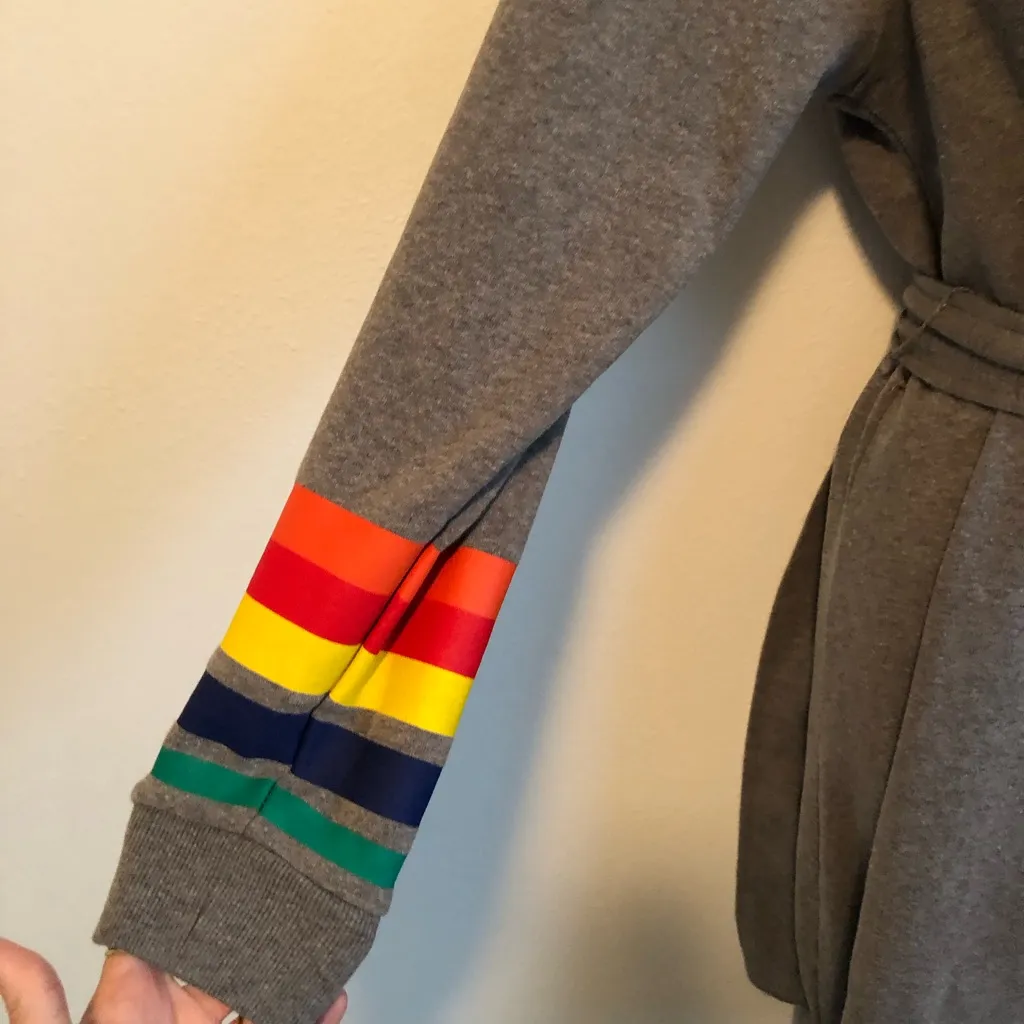 Torrid Gray sweatshirt dress rainbow cuff fleece lined large (0) - Image 5