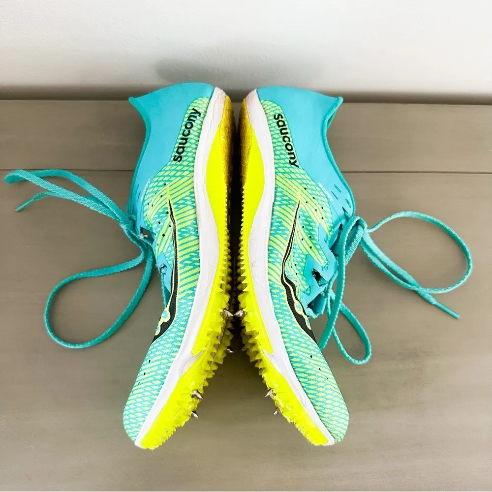 Saucony Neon Blue Yellow Endorphin 2 Track Shoes sz 7.5 - Image 7