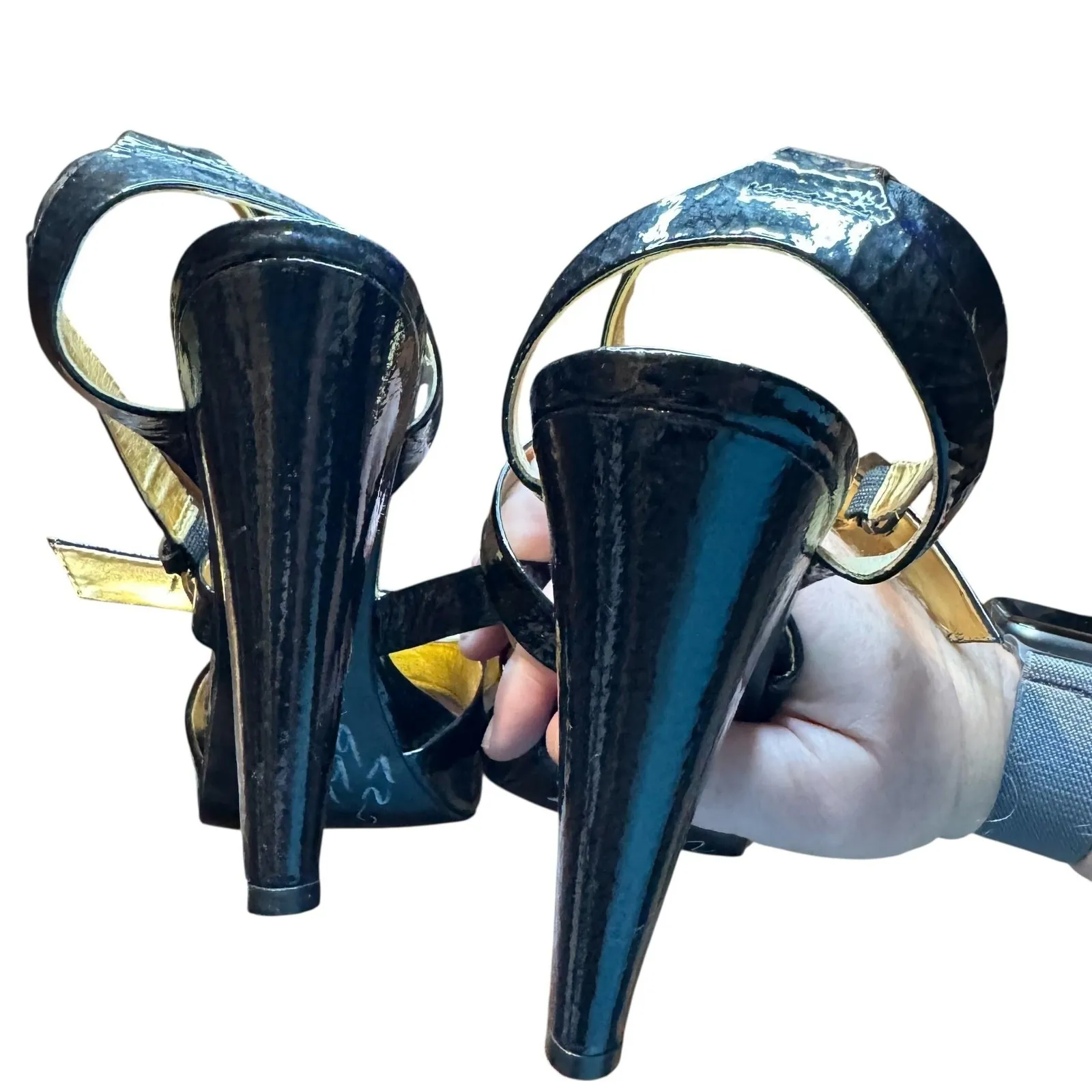 Report‎ Signature Sandals Womens Black Strappy Ankle Strap High Heel Leather Size 9.5 - Image 8