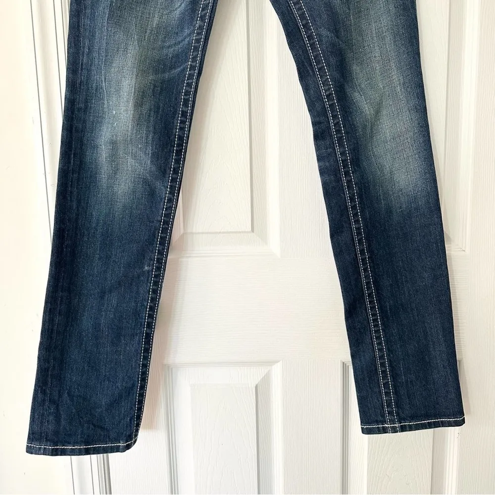 Denim Embroidered Back Pocket Wings Skinny Jeans Bradbury Low Rise 28 - Image 9