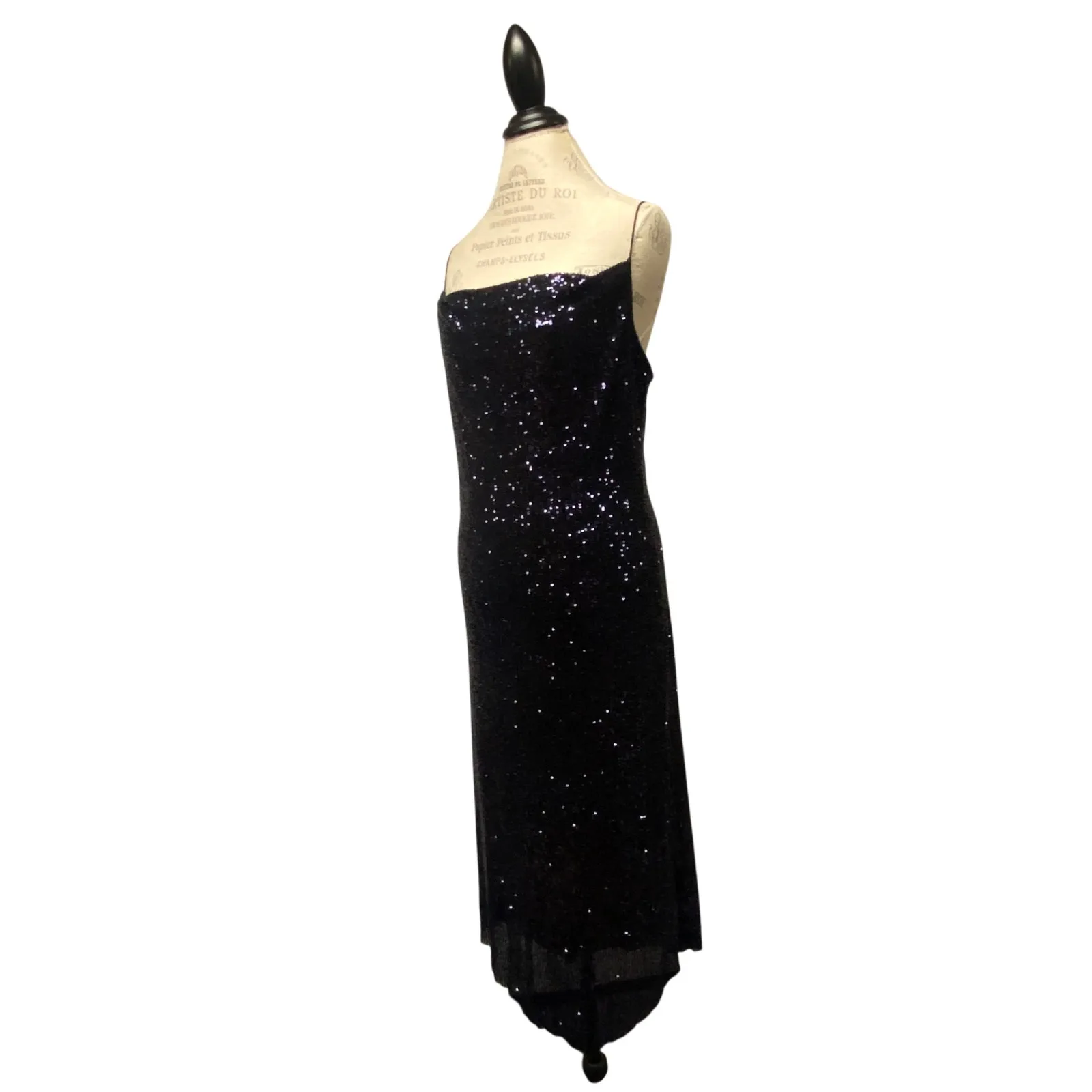 Zara Black Sequin Strapless Maxi Dress Formal Evening Gown Size L Gothic Glam - Image 3