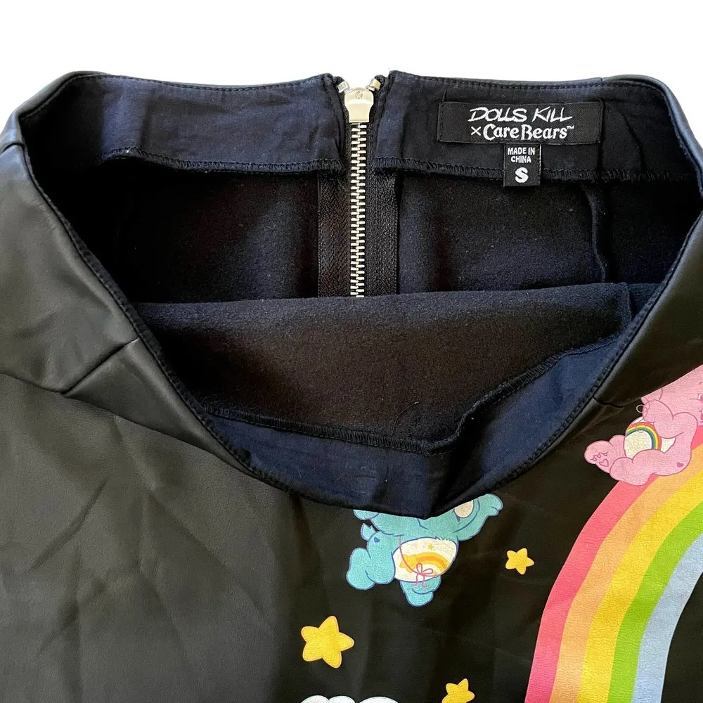 x Care Bears Planet Care Black Faux Leather Mini Skirt - Image 3