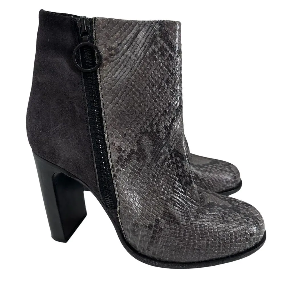 Rag and Bone Women's Camel Boots‎ Size EU 38 US 8 Snake Print Leather Gray - Image 3