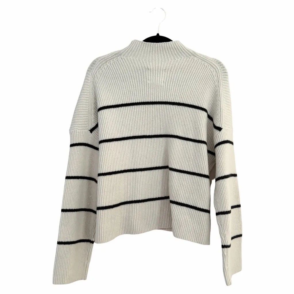 ABERCROMBIE & FITCH Cowl Neck Knit Stripped Ribbed Pullover Cream Sweater Sz S - Image 6