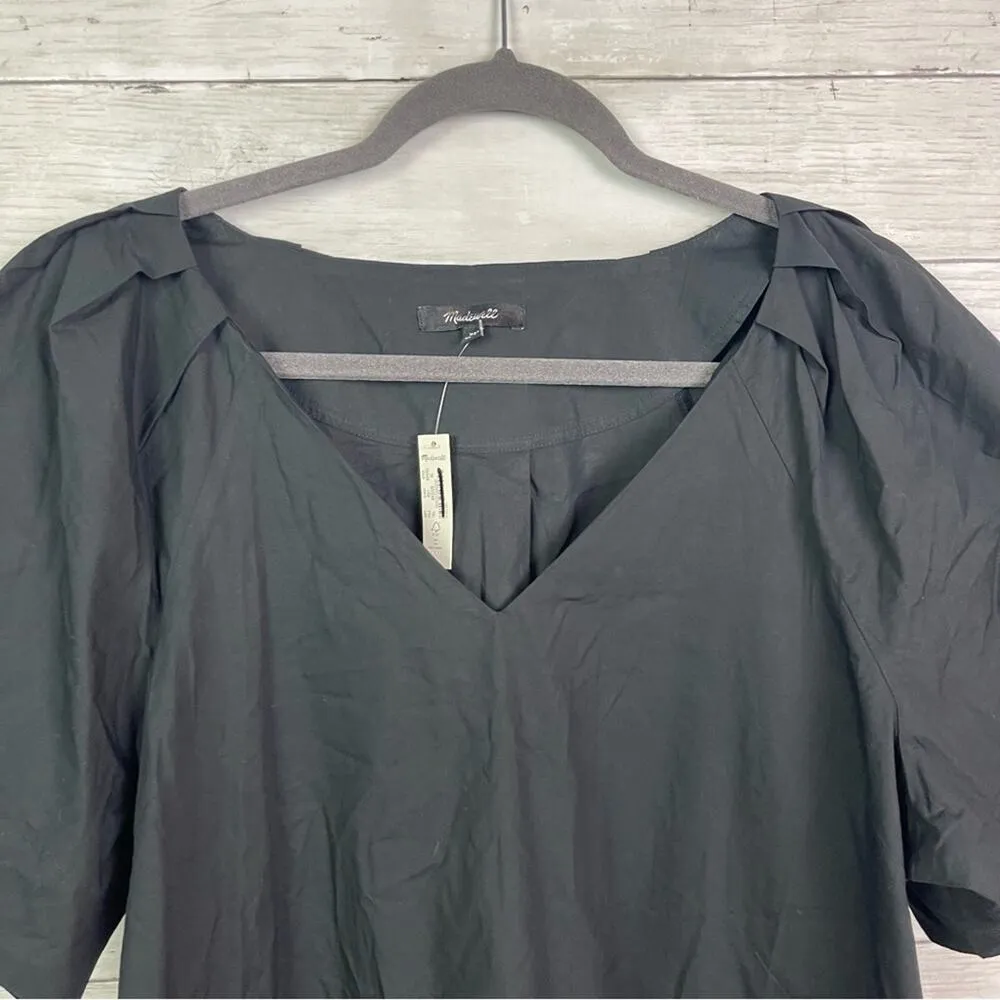 Madewell V-Neck Mini Shirt Dress Black Size S - Image 7