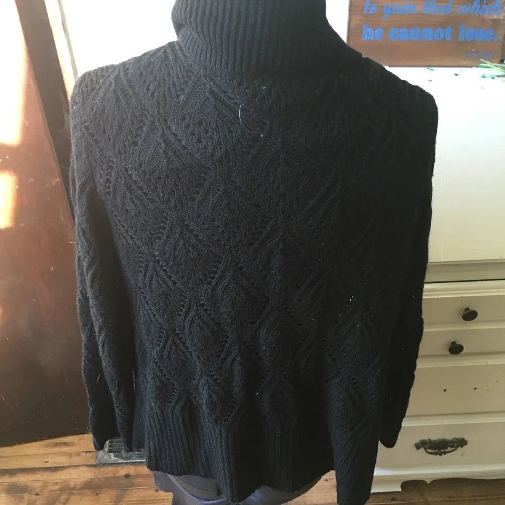 CJ Banks shell stitch lightweight cardigan Black Size 1X - Image 2