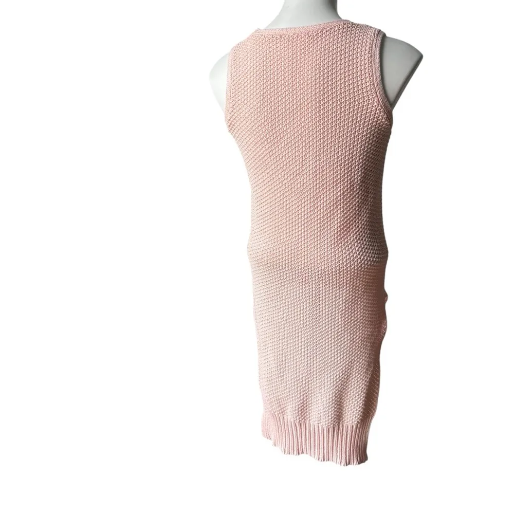 Venus Pink Cotton Chunky Knit Hi Low Sleeveless Sweater Top, Sz XS - Image 4