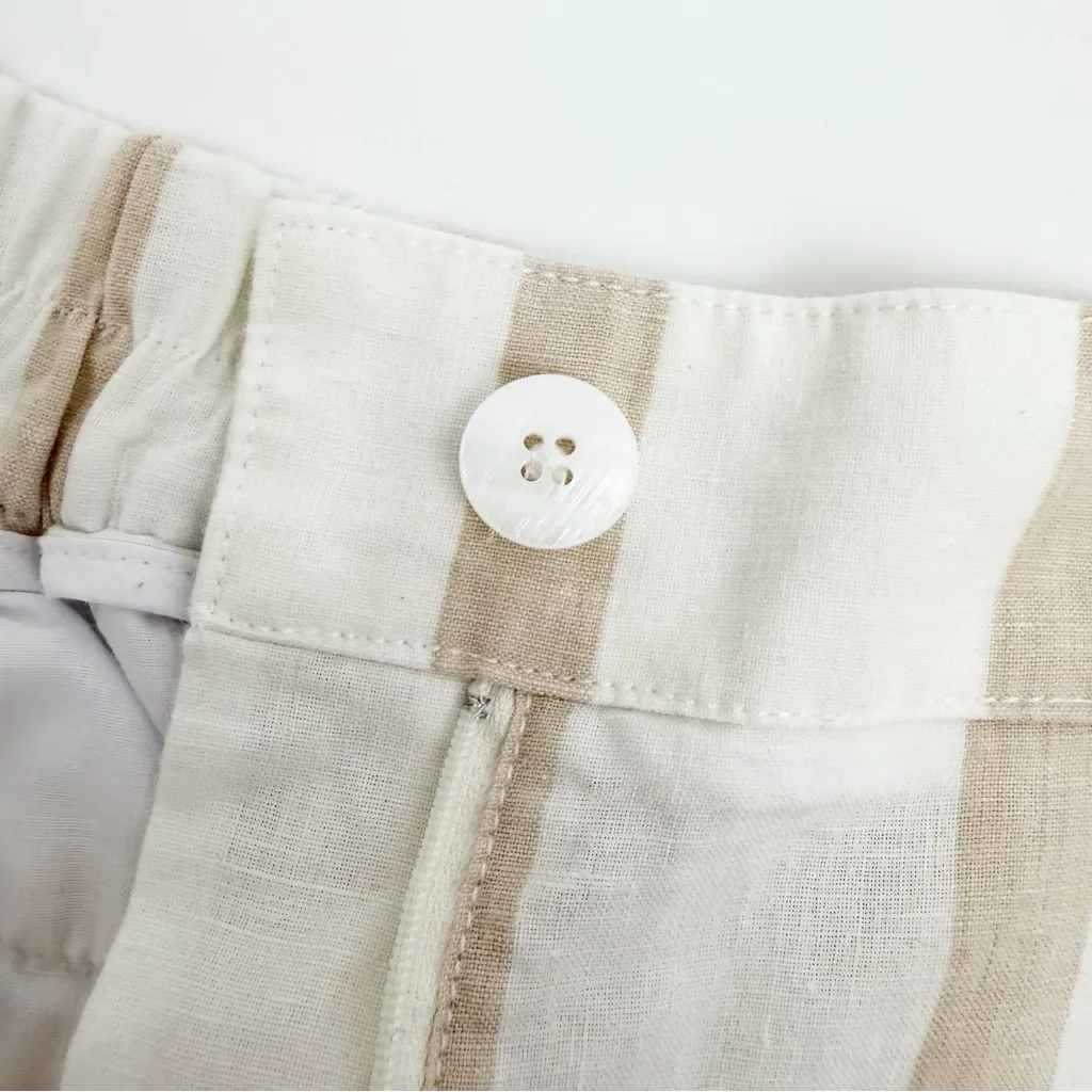 Faherty  Malibu Linen Pull On Pants Vallerta Stripe Tan White Coastal Beach - Image 8