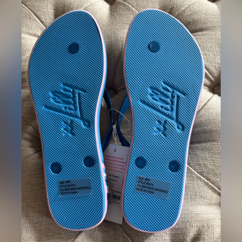 Lilly Pulitzer Pool Flip Flops in Lunar Blue Size 9/10 NWT - Image 6