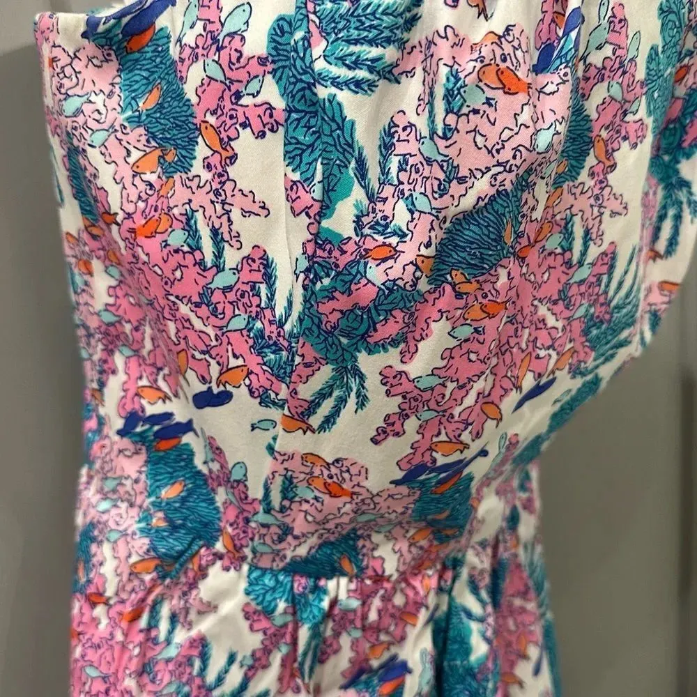 Vineyard Vines White Cap Ocean Life Strapless Shift Dress Size 2 - Image 5