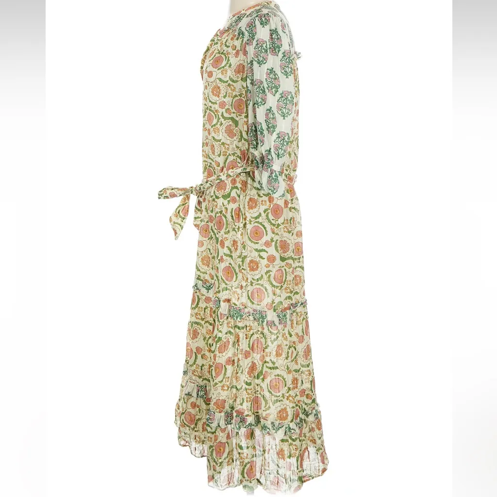 Zara The Dominica Patchwork Floral Midi Dress Size S Ruffle Boho Bloggers Fav - Image 6