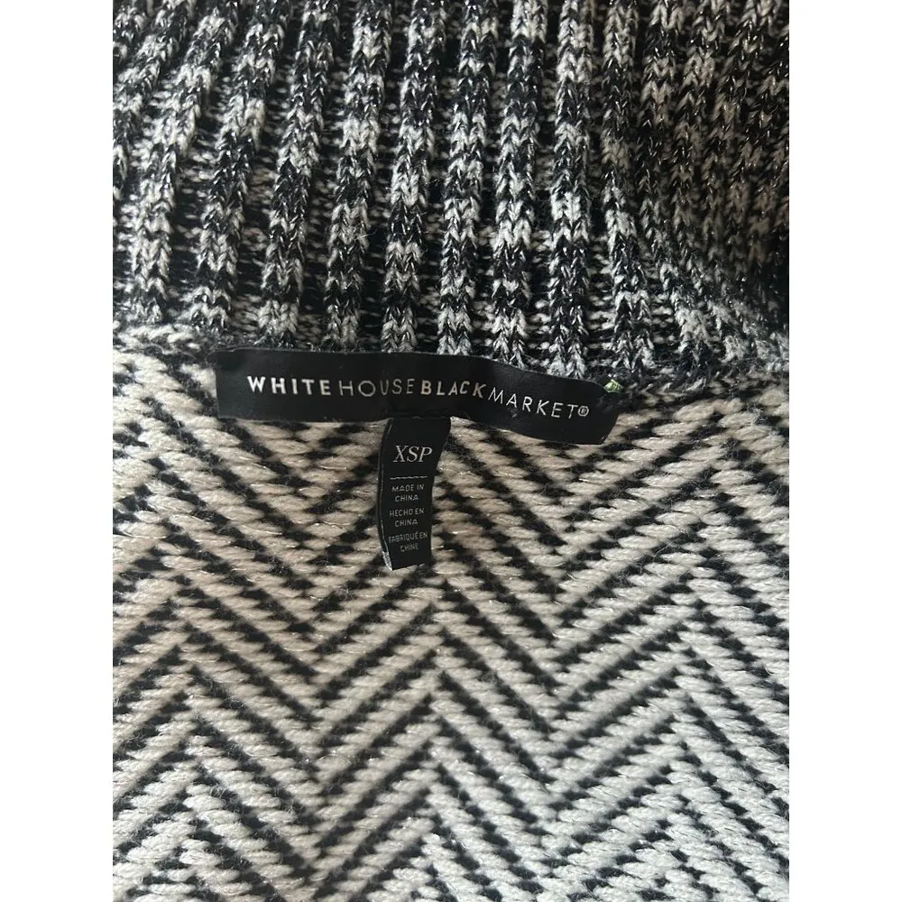 WHBM White and Black Long Sleeve Open Front Cardigan - Image 5