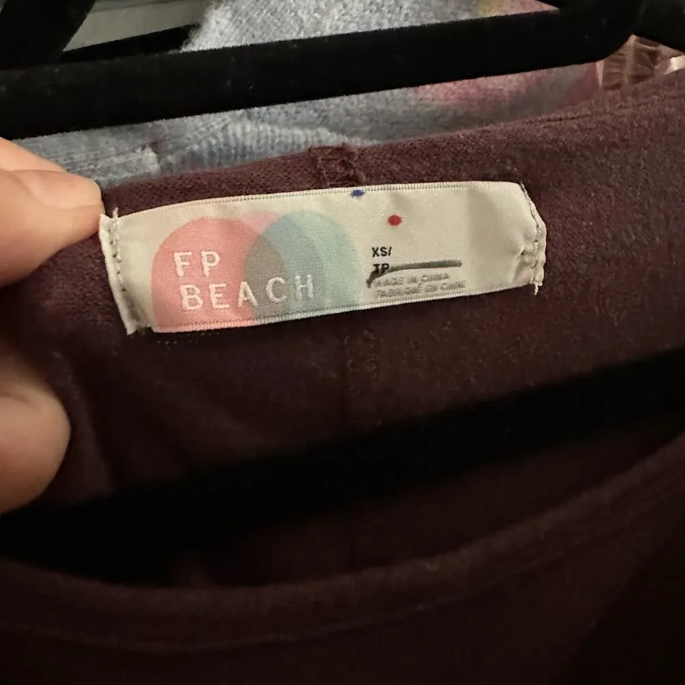 Free People Beach Butterfly Sleeve Midi Sheath Dress Maroon Size XS - Image 5