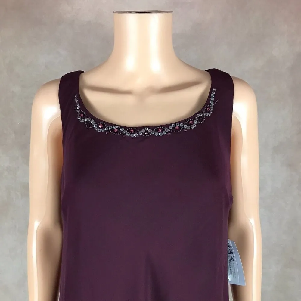 SL FASHIONS Women's Purple Tiered Chiffon Dress NWT 14 - Image 4