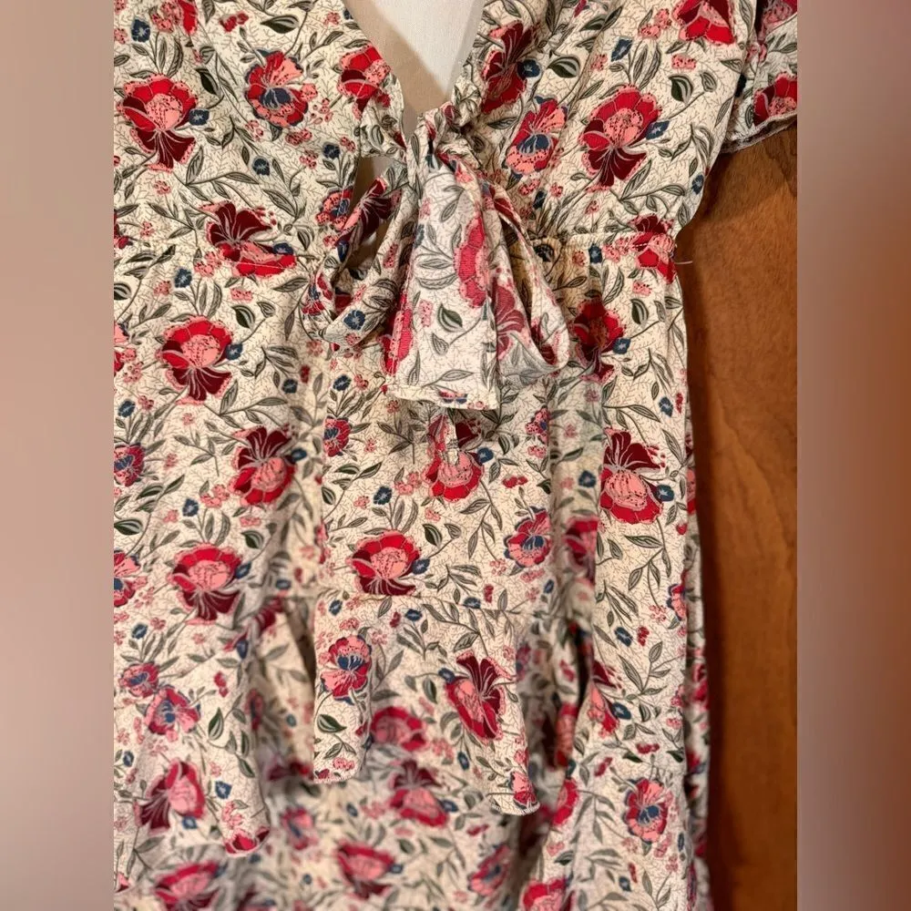 NWT Nasty Gal‎ Floral V Neck Playing for Flower hi Low Midi Dress Size 2 Blue - Image 14