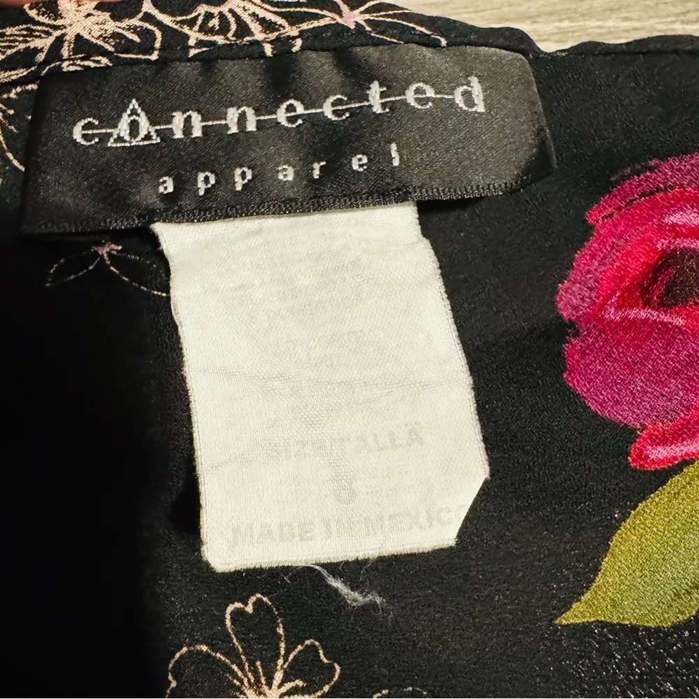 Connected Apparel Floral Black Wide Sleeves Lightweight Tie Front Cardigan 8 - Image 13