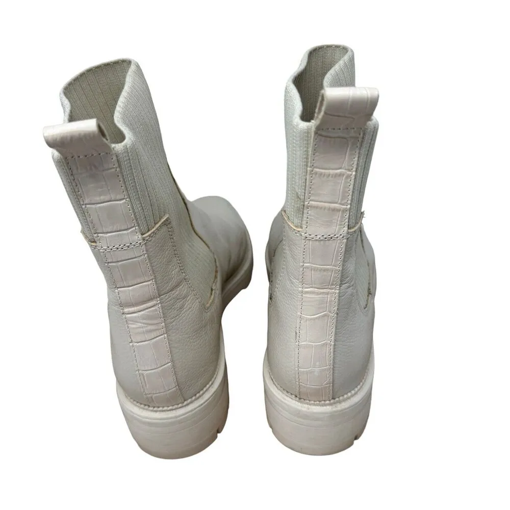 Dolce Vita CLEAR Linza Ivory Leather Chelsea Ankle Booties Chunky Y2K Womens 10 - Image 4