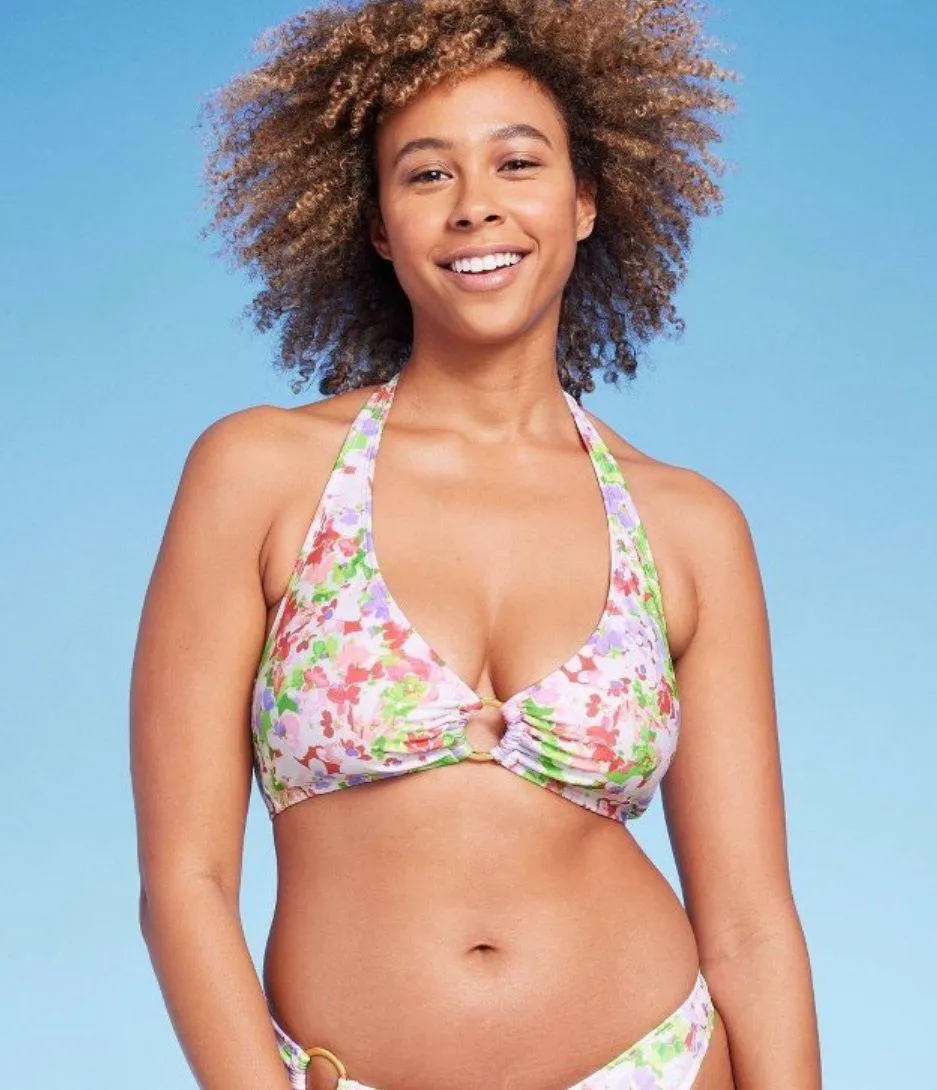 Women's Halter Center Front Ring Bralette Bikini Top - Image 3