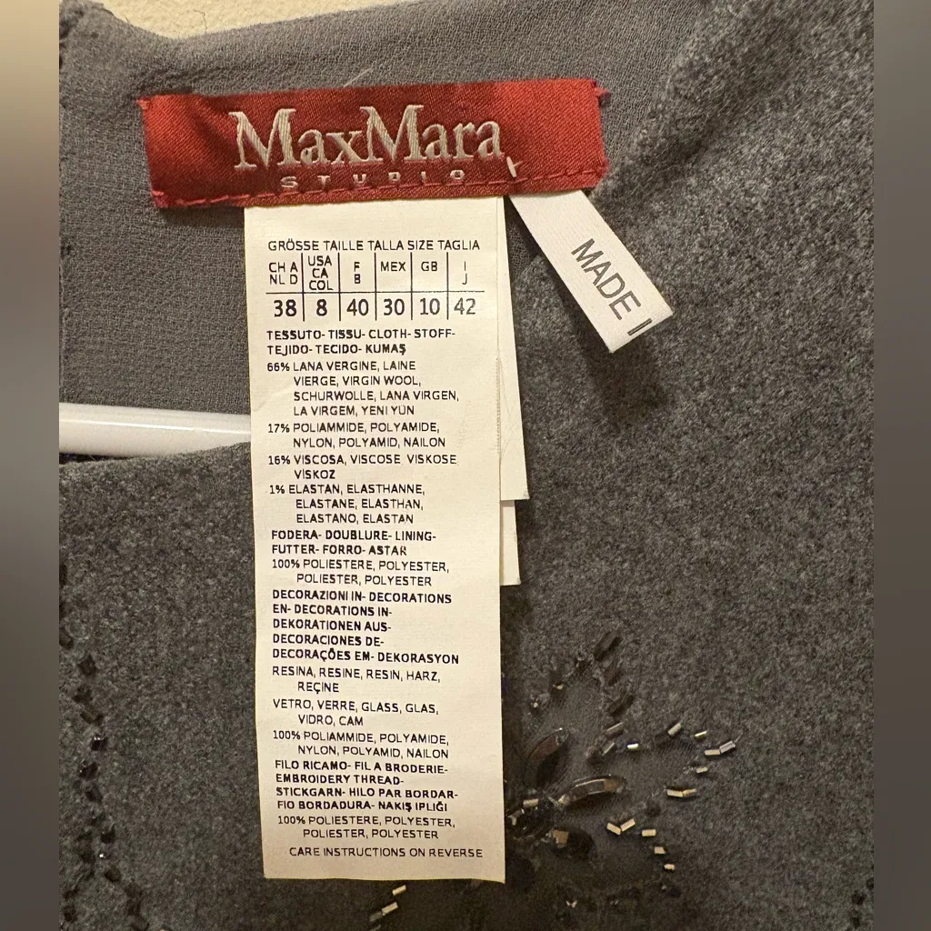 MaxMara Studio embellished wool (lined) short sleeve top size 8‎ - Image 3