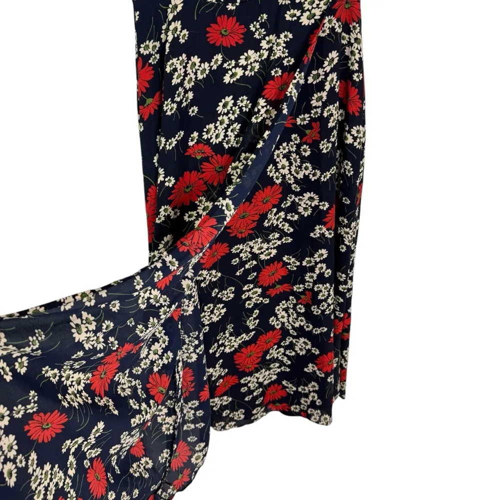 Madewell Peekaboo Sleeve Midi Dress in Hillside Daisies Dark Navy Floral Size 0 - Image 9