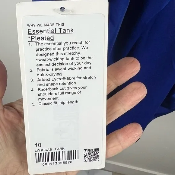 NWT Lululemon Essential Tank Pleated Larkspur Blue W1BSAS 10 Running Yoga Casual - Image 6