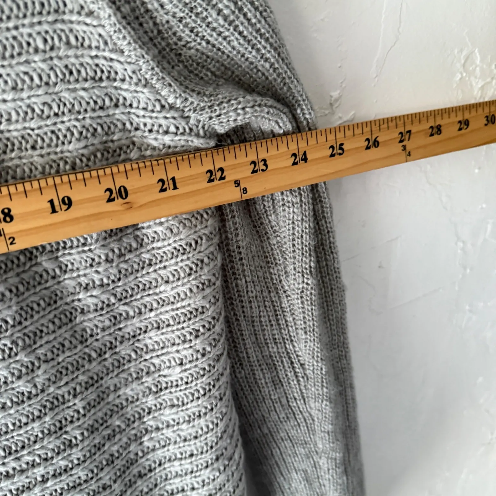 Ann Taylor XL Gray Ribbed Open Front Cardigan Long‎ Sleeve Sweater Knitwear - Image 5
